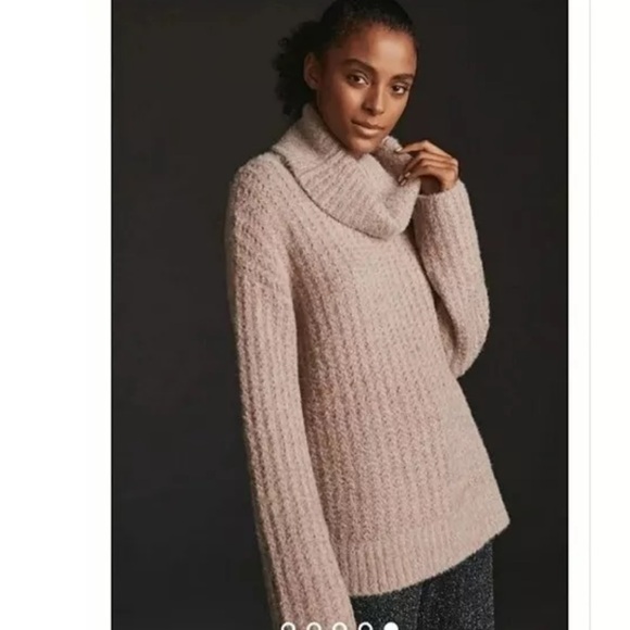 Cozy Beige Turtleneck Sweater - Picture 2 of 12